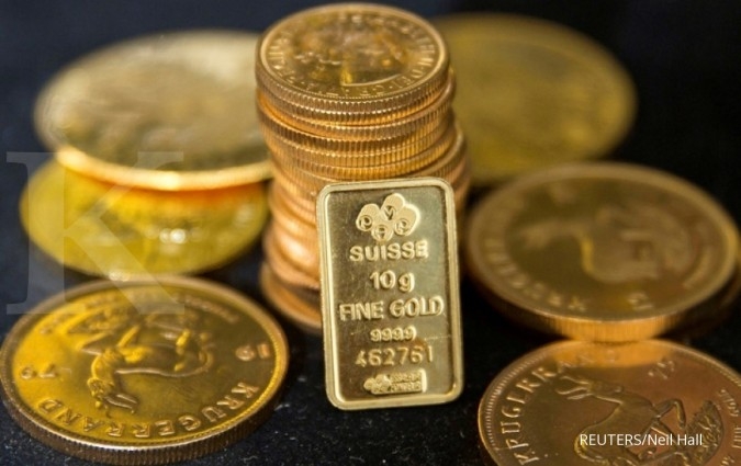 Harga emas spot masih bergerak melemah di US$ 1.710,45 per ons troi